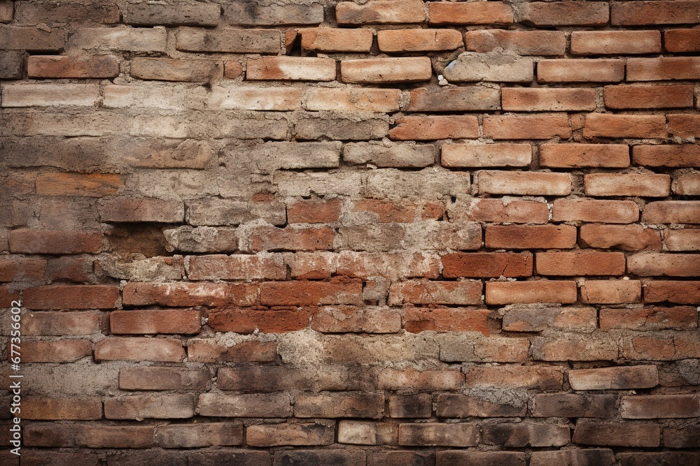 Detail of a weathered brick wall, with focus on the uneven and gritty surface Detail of a weathered brick wall, with focus on the uneven and gritty surface