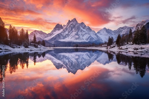 Breathtaking sunrise over majestic mountains