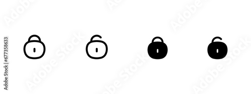 Lock icon collection. Locked and unlocked black line icon set. Flat security symbol. Vector illustration.