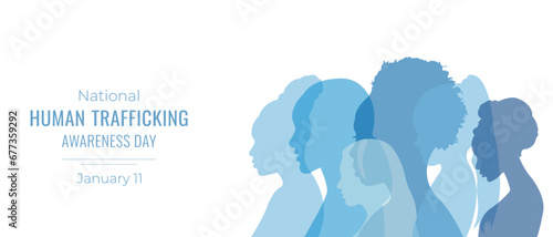 National Human Trafficking Awareness Day banner.January 11.Vector illustration. #677359292