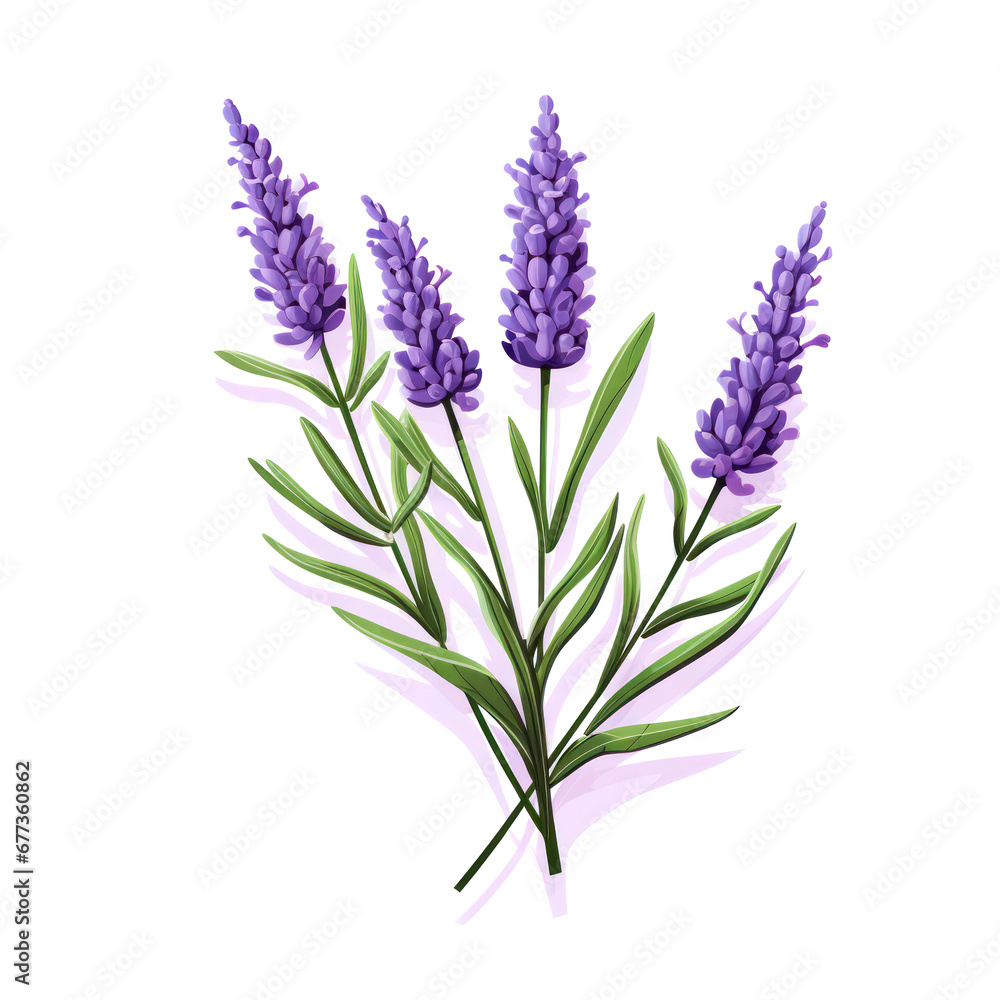 Fototapeta premium Lavender flowers delicate color isolated on white background