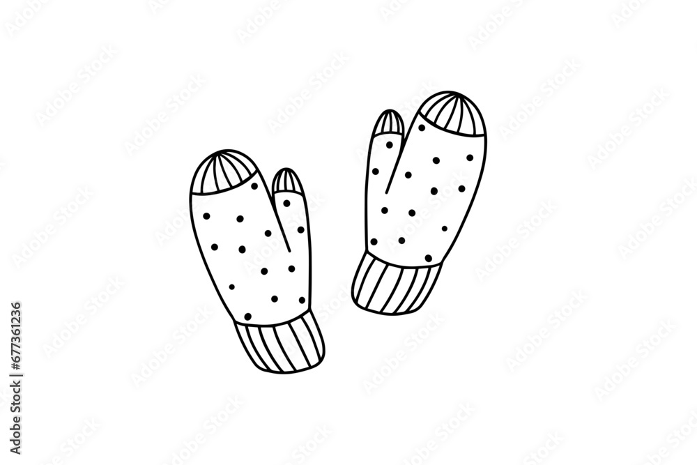 Cute knitted mittens in doodle style Cute knitted mittens in doodle style