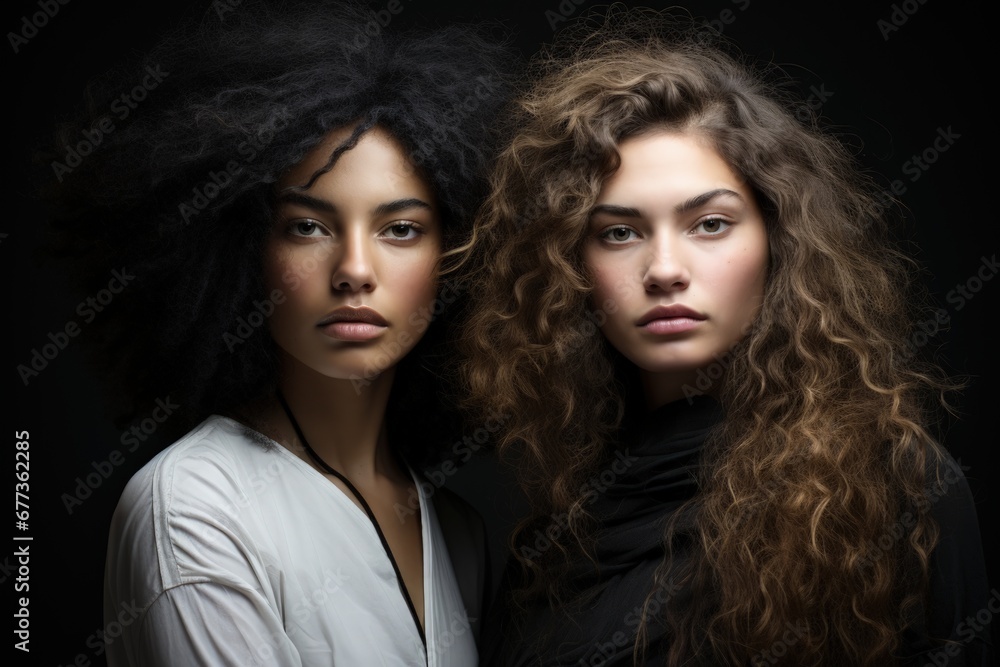 Monochromatic mixed race portraits radiating unique features and cultural pride Monochromatic mixed race portraits radiating unique features and cultural pride