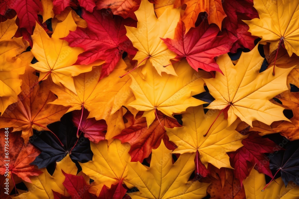 Close-up view of colorful Autumn tree leaves background. Autumn seasonal concept.