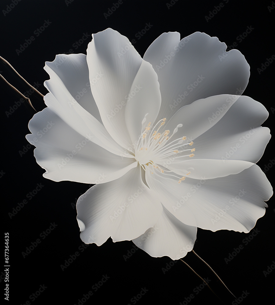 white flower on black background