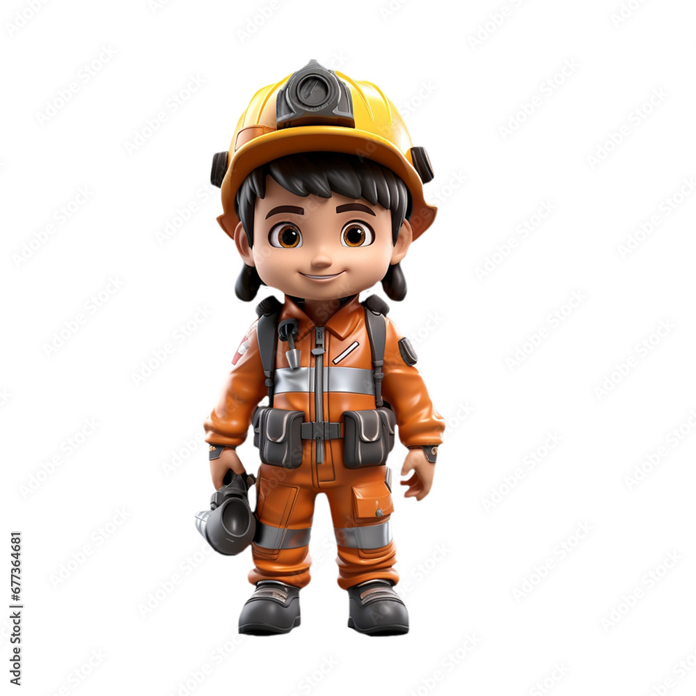 3d firefighter isolated on isolated transparent background png. Generated with Ai 3d firefighter isolated on isolated transparent background png. Generated with Ai