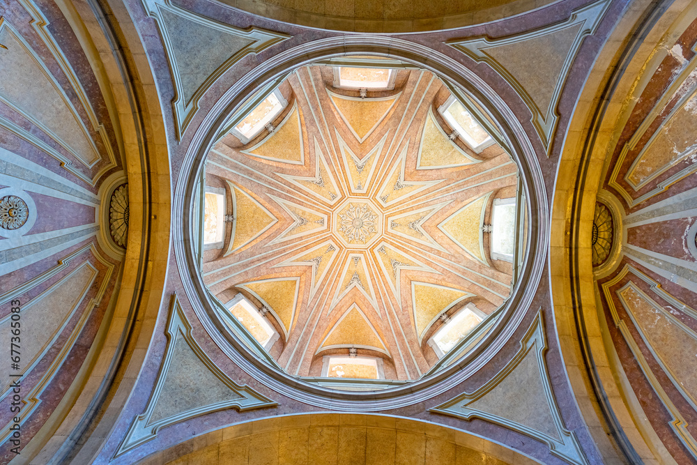 circular ceiling dome inside the church of Santo António in Lisbon
