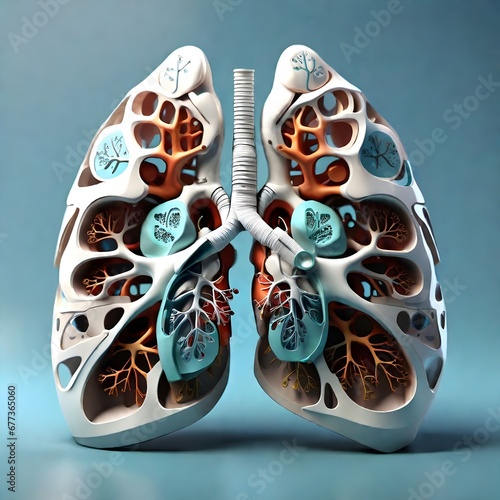 Human lungs, 3d render. medical and  Health care concept photo