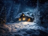 A single family house covered by snow in Winter. Winter seasonal concept.