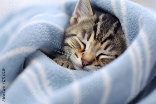 Cute cat sleeping in a warm blanket in cold Winter © rabbit75_fot