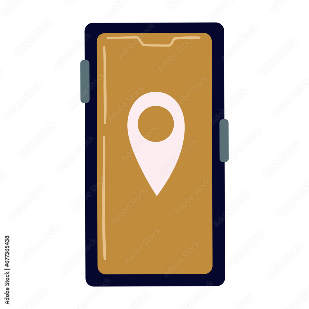 Smartphone With Map Pointer Or Geolocation Symbol Smartphone With Map Pointer Or Geolocation Symbol