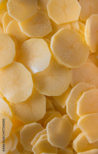 appetizing potato slices, close-up shot