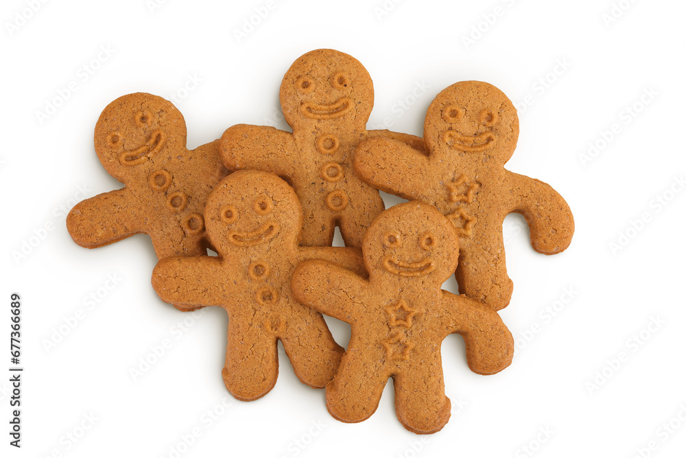 Gingerbread man isolated on white background. Top view. Flat lay. Gingerbread man isolated on white background. Top view. Flat lay.