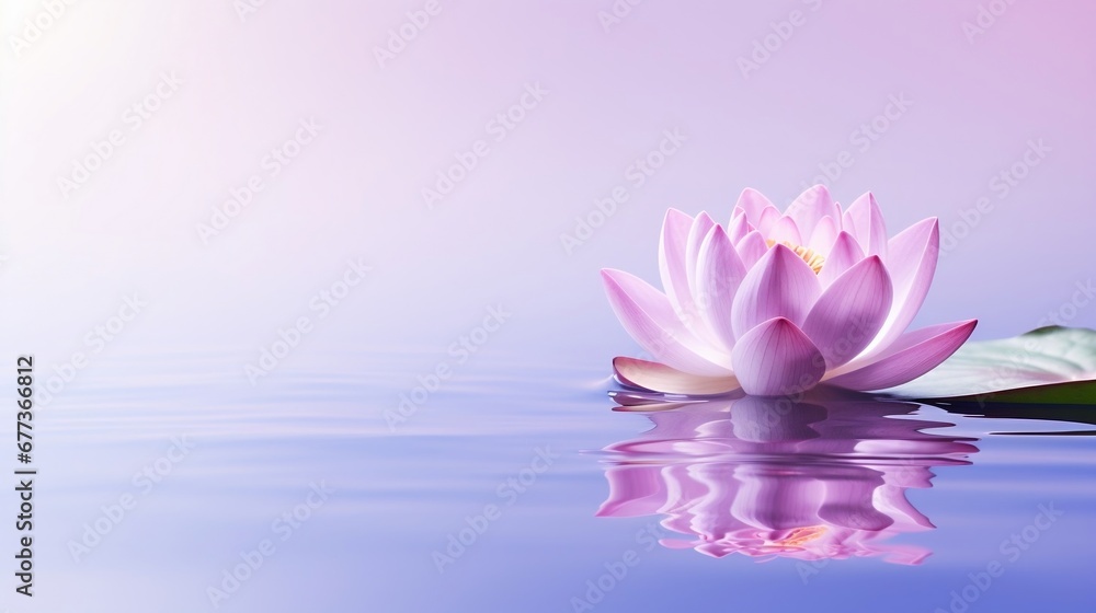 Pink lotus lilly, a single lotus flower with copy space symbolizing mental health