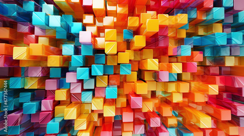 Abstract lighting colorful cubes background.