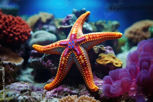 A beautiful star fish in sea water in tropical ocean