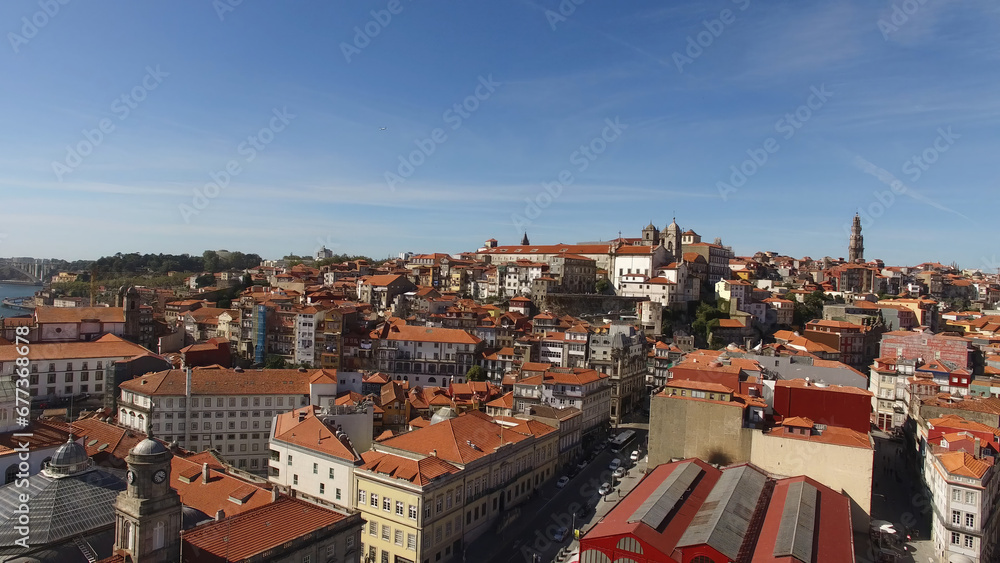 Aerial Photography of Historic City Buildings in Porto City, Portugal. Travel Destination