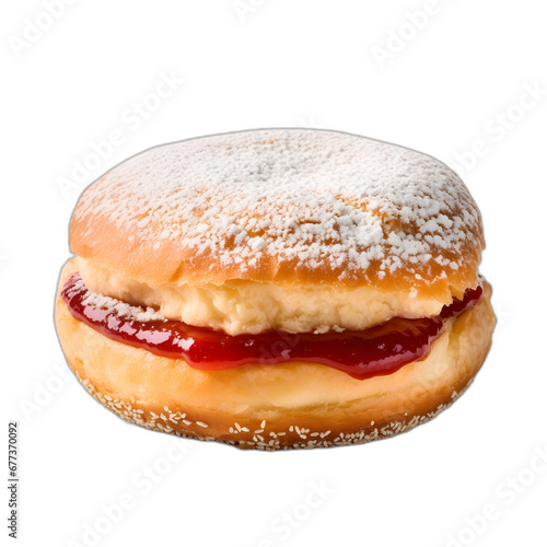 Berliner pfannkuchen pastry isolated on transparent or white background, png
