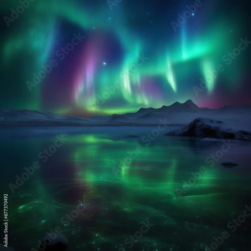 background starry sky planets galaxies constellations nebulae northern lights night snow aurora borealis © Zoe 