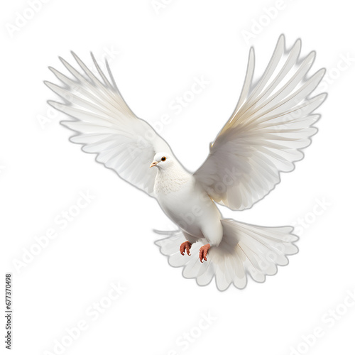 White dove symbolizing peace isolated on transparent or white background, png © Pixel Prophet