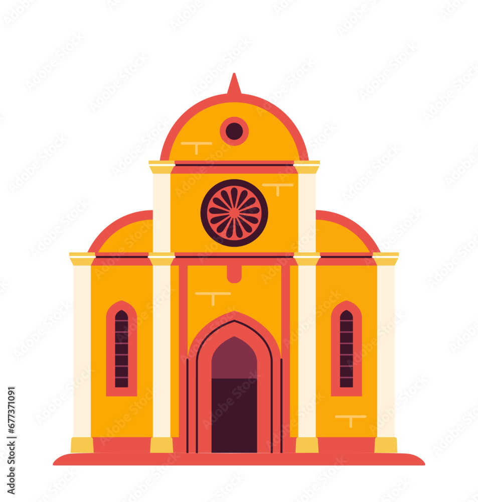 Croatia element concept. Yellow traditional building. Sightseen of european country. Historical architecture and culture. Cartoon flat vector illustration isolated on white background Croatia element concept. Yellow traditional building. Sightseen of european country. Historical architecture and culture. Cartoon flat vector illustration isolated on white background