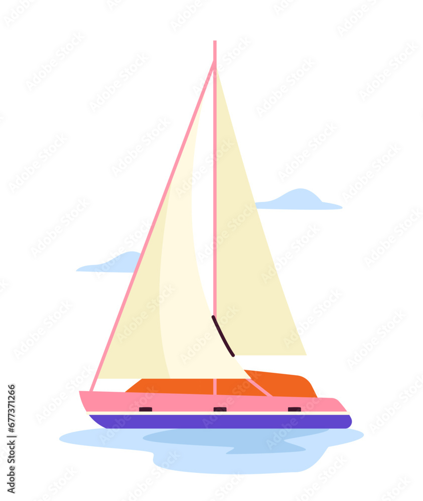 Croatia element concept. Yacht and nautical vessel. Sightseen of european country. Sailing and marine travel. Poster or banner. Cartoon flat vector illustration isolated on white background