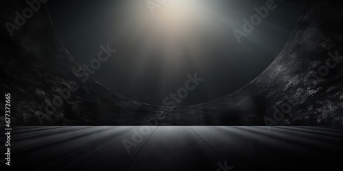 Shadowed Sunlit Background  Elegant Black Wall   Smooth Floor for Prod Presentation, Generative AI photo