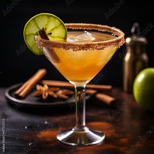 Apple cider margarita with brown sugar and spices, fall cocktail idea - Generative AI