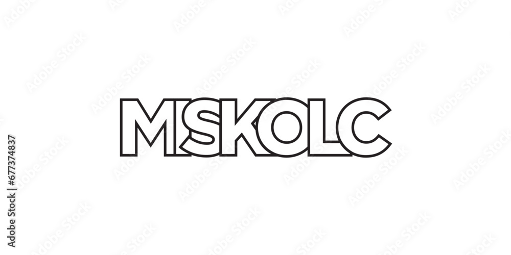 Miskolc in the Hungary emblem. The design features a geometric style, vector illustration with bold typography in a modern font. The graphic slogan lettering. Miskolc in the Hungary emblem. The design features a geometric style, vector illustration with bold typography in a modern font. The graphic slogan lettering.