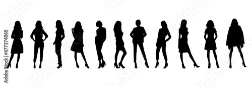 Vector illustration. Silhouette of a slender woman on a white background. Businesswoman.