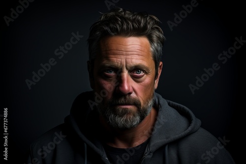 Portrait of a man with a beard on a dark background. © Loli