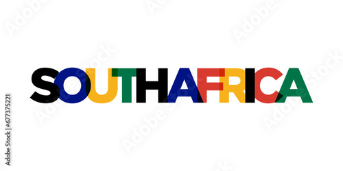 South Africa emblem. The design features a geometric style, vector illustration with bold typography in a modern font. The graphic slogan lettering.