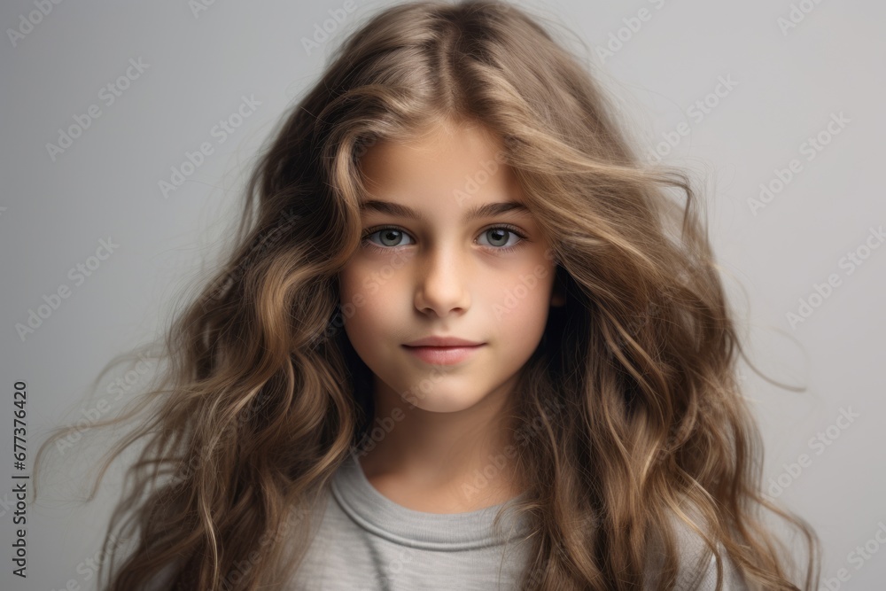 Portrait of a beautiful young girl with long wavy hair. Portrait of a beautiful young girl with long wavy hair.