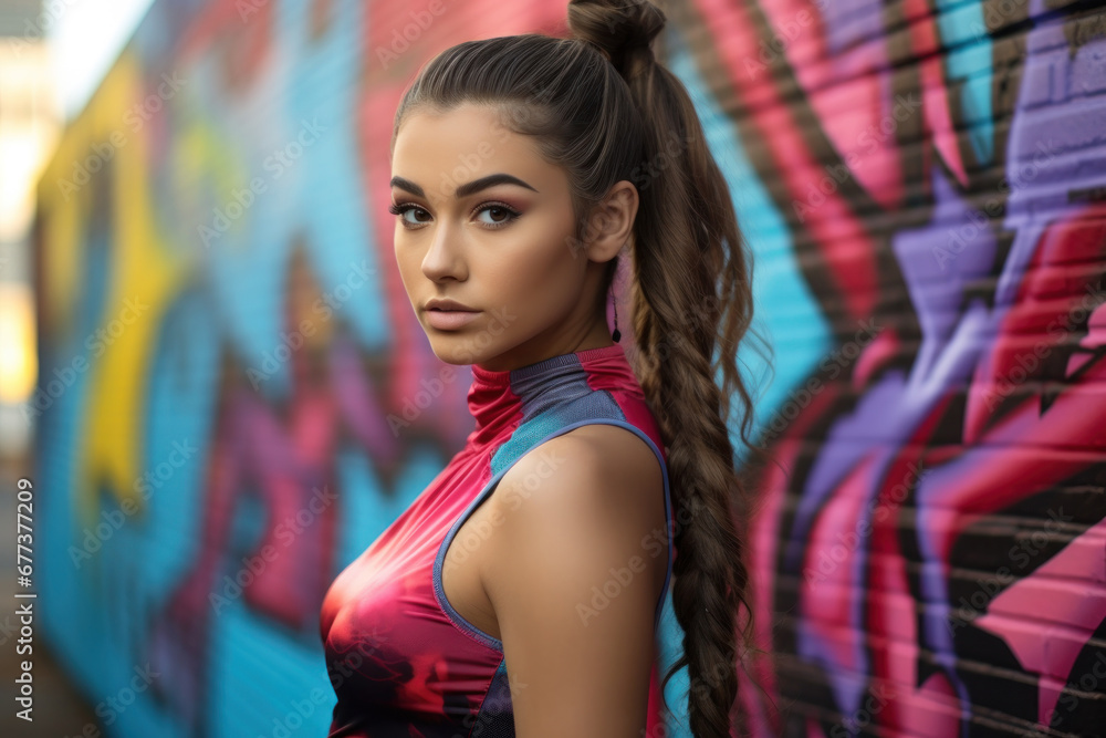A teenage girl with her hair in a high ponytail A teenage girl with her hair in a high ponytail