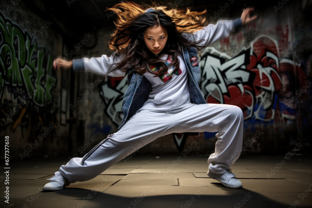 A girl breakdance dancer - obrazy, fototapety, plakaty 
