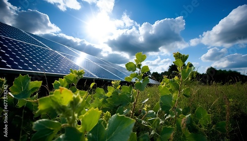 Sustainable integration of solar panels in farmland for energy generation and crop shading photo
