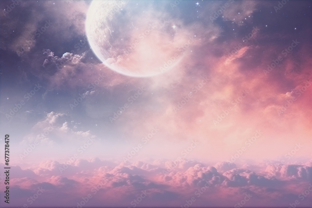 Romantic Rose Pastel Sky with Clouds and Stars Background Wallpaper Valentine Invitation Gift Card Romantic Rose Pastel Sky with Clouds and Stars Background Wallpaper Valentine Invitation Gift Card