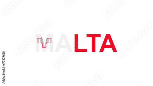 Letters Malta in the style of the country flag. Malta word in national flag style.