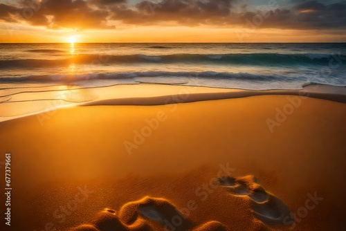 sunset on the beach generated by AI technology 