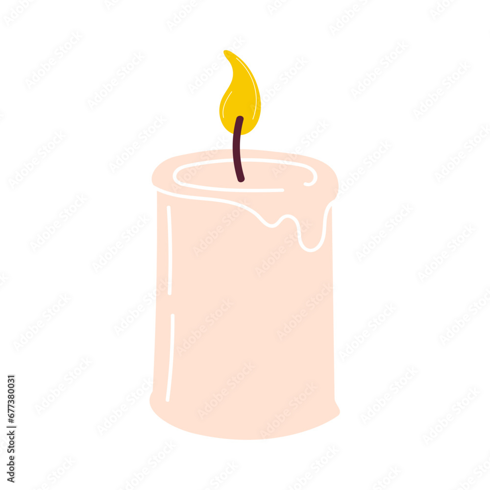 burning candle on a white background burning candle on a white background