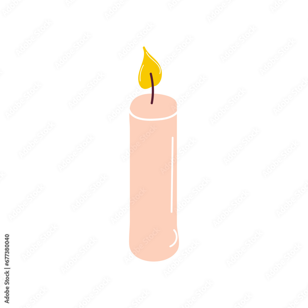 burning candle on a white background burning candle on a white background