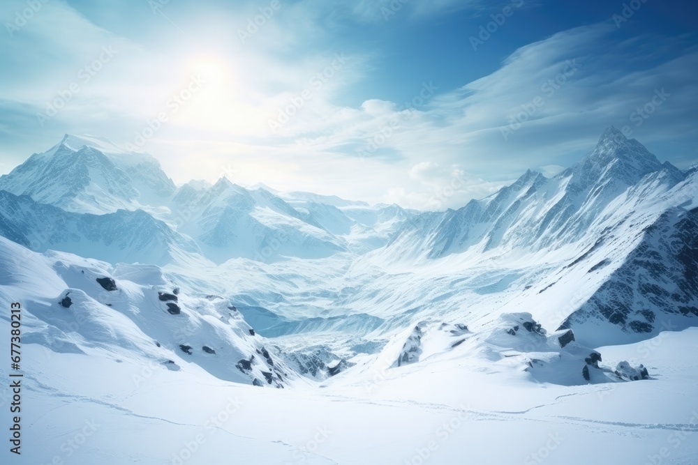 Obraz premium Capturing the Breathtaking Winter Wonderland on Mountain Peaks