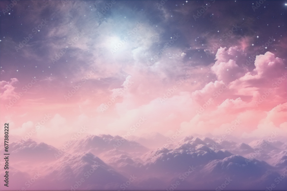 Romantic Rose Pastel Sky with Clouds and Stars Background Wallpaper Valentine Invitation Gift Card Romantic Rose Pastel Sky with Clouds and Stars Background Wallpaper Valentine Invitation Gift Card