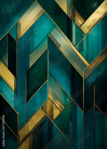 Geometrical background texture for creative use, green gold and blue shapes