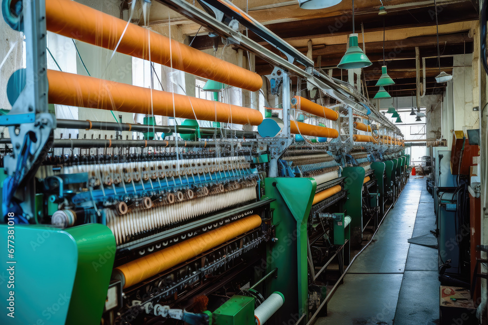Textile machines at work in a factory