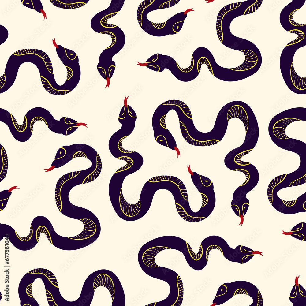 Pattern with Magic Mystical snakes. Freaky quirky snakes . Pattern with Magic Mystical snakes. Freaky quirky snakes .