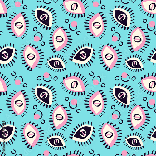 Ethnical magical pattern with eyes. Vector illustration