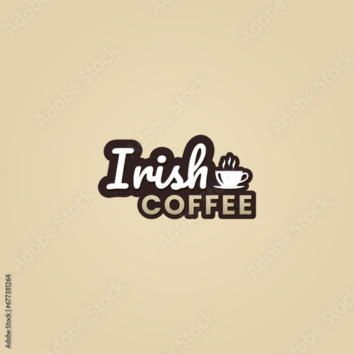 irish coffee logo or irish coffee label vector isolated in flat style. Best irish coffee logo vector for product packaging design element. irish coffee label vector for product packaging.