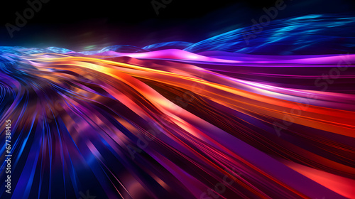 Colorful Mesmerizing Night Symphony: A Spectacle of Dynamic Light Tails in Vibrant Colors, Illuminating the Urban Canvas with Abstract Radiance, Perfect for a Captivating Screensaver Experience