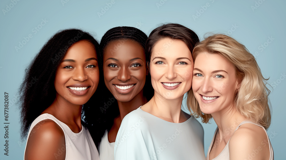 MULTIRACIAL GROUP CLOSE TOGETHERNESS GIRLFRIENDS POSING IN STUDIO. legal AI MULTIRACIAL GROUP CLOSE TOGETHERNESS GIRLFRIENDS POSING IN STUDIO. legal AI